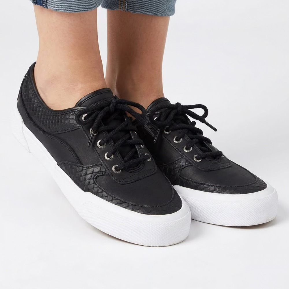 Sperry Top-Sider Crest Vibe Black Python Embossed Sneakers STS86635 Womens 8